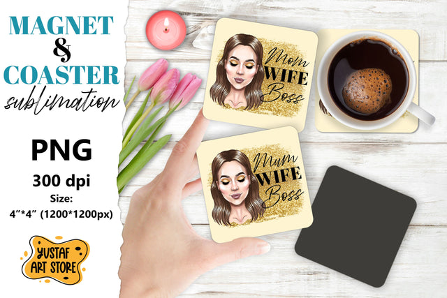 Mother's day magnet design/Mother's day coaster sublimation Sublimation Yustaf Art Store 