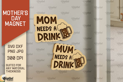 Mother's Day Magnet Laser Cut. Gift for Mom SVG SVG Evgenyia Guschina 