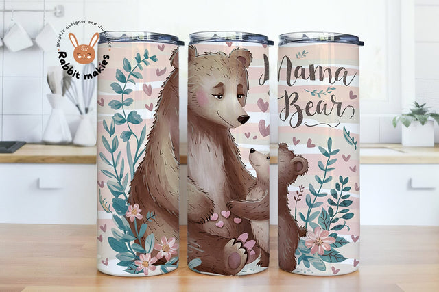 Mothers Day Mama Bear Tumbler Wrap, 20 oz Skinny Tumbler Sublimation Design, Mama Tumbler Wrap, Mothers Day Tumbler Wrap Sublimation Rabbitmakies 