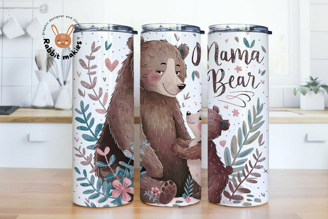 Mothers Day Mama Bear Tumbler Wrap, 20 oz Skinny Tumbler Sublimation Design, Mama Tumbler Wrap, Mothers Day Tumbler Wrap Sublimation Rabbitmakies 