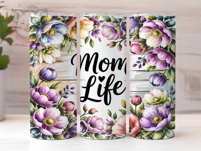 Mother’s Day Mom Life Heart 20oz Tumbler, Mom Life, Bold Serif Font, Elegant Script, Heart Accent, Skinny Tumbler, Sublimation PNG Sublimation Lara' s Designs 