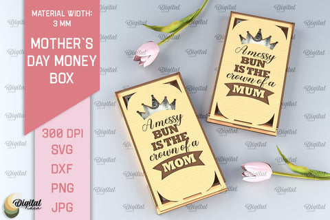 Mothers Day Money Box SVG Bundle. Laser Cut Money Gift Box SVG Evgenyia Guschina 
