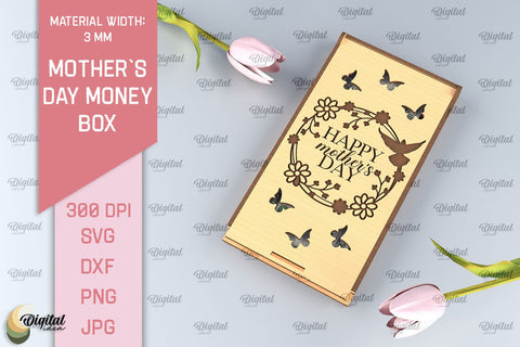 Mothers Day Money Box SVG Bundle. Laser Cut Money Gift Box SVG Evgenyia Guschina 