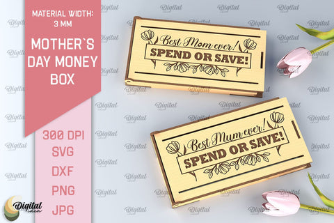 Mothers Day Money Box SVG Bundle. Laser Cut Money Gift Box SVG Evgenyia Guschina 
