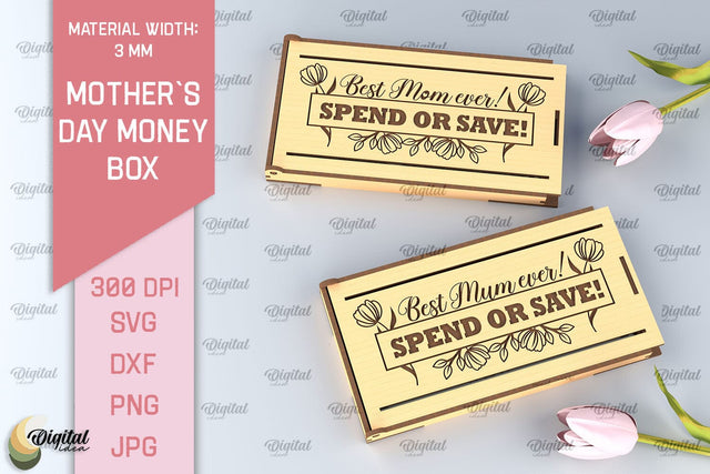 Mothers Day Money Box SVG. Laser Cut Money Gift Box SVG Evgenyia Guschina 
