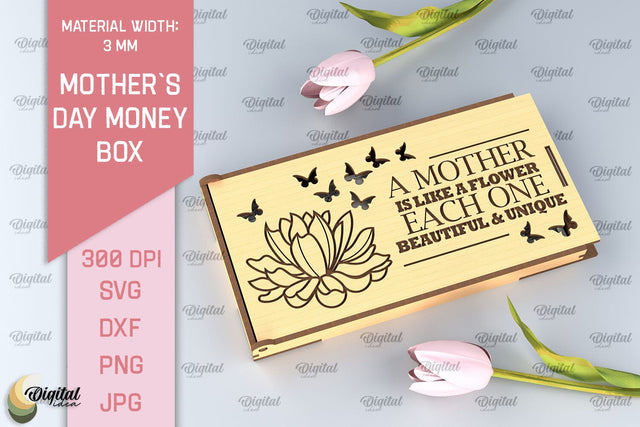 Mothers Day Money Box SVG. Laser Cut Money Gift Box SVG Evgenyia Guschina 