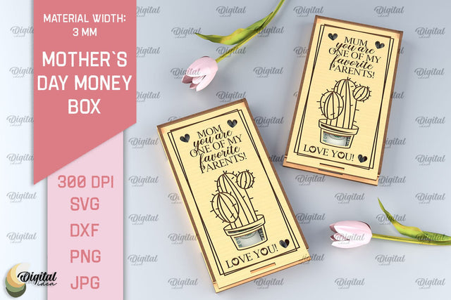 Mothers Day Money Box SVG. Laser Cut Money Gift Box SVG Evgenyia Guschina 