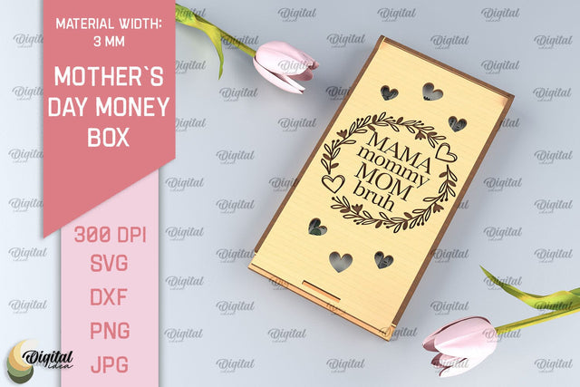 Mothers Day Money Box SVG. Laser Cut Money Gift Box SVG Evgenyia Guschina 