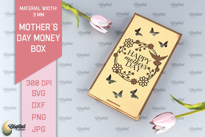 Mothers Day Money Box SVG. Laser Cut Money Gift Box SVG Evgenyia Guschina 