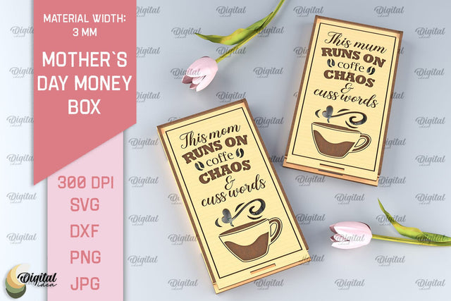 Mothers Day Money Box SVG. Laser Cut Money Gift Box SVG Evgenyia Guschina 