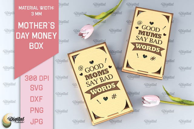 Mothers Day Money Box SVG. Laser Cut Money Gift Box SVG Evgenyia Guschina 