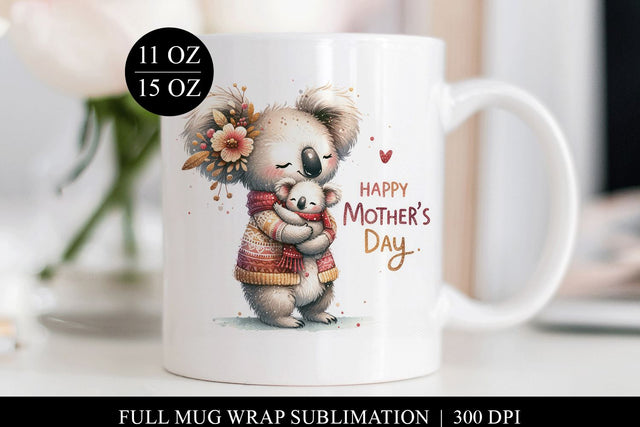 Mothers Day Mug Wrap | Koala & Baby Full Cup Print Sublimation BijouBay 