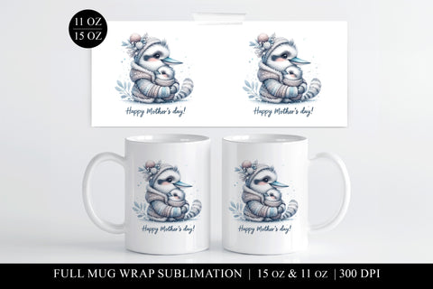 Mothers Day Mug Wrap | Kookaburra & Baby Full Cup Print Sublimation BijouBay 