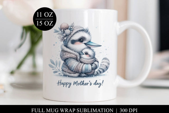 Mothers Day Mug Wrap | Kookaburra & Baby Full Cup Print Sublimation BijouBay 