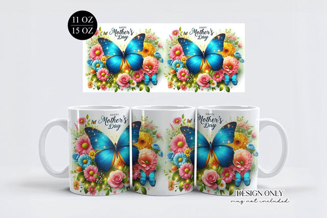 Mother’s Day mug wrap PNG, butterfly floral sublimation Sublimation BijouBay 