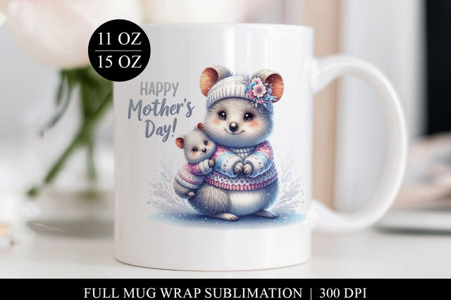 Mothers Day Mug Wrap | Quokka & Baby Full Cup Print Sublimation BijouBay 