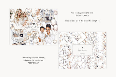 Mothers Day Paper | Neutral Mothers Day Pattern Digital Pattern GlamArtZhanna 