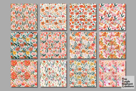 Mother's Day Pattern Paper | Modern Floral Flowers Digital Pattern Fine Purple Elephant Creations 