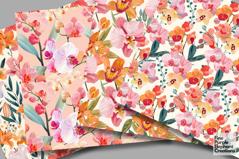 Mother's Day Pattern Paper | Modern Floral Flowers Digital Pattern Fine Purple Elephant Creations 