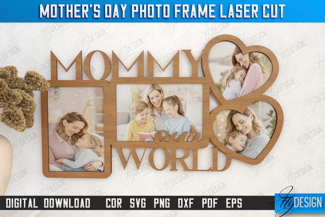 Mother’s Day Photo Frame | Gift Idea | Wall Décor | Hanging Frames | CNC File SVG Fly Design 