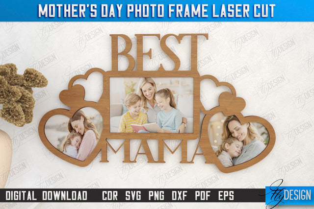Mother’s Day Photo Frame | Gift Idea | Wall Décor | Hanging Frames | Triple Photo Frame | CNC File SVG Fly Design 