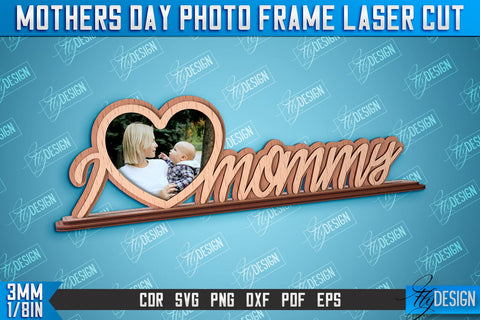 Mother’s Day Photo Frame | I Love Mom | Home Design | CNC File SVG Fly Design 