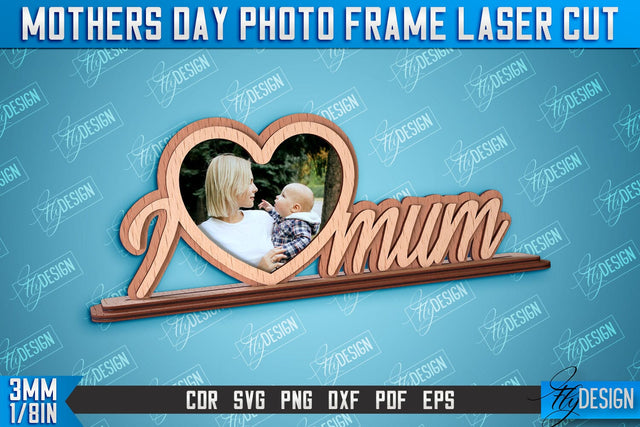 Mother’s Day Photo Frame | I Love Mom | Home Design | CNC File SVG Fly Design 