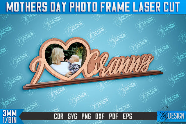 Mother’s Day Photo Frame | I Love Mom | Home Design | CNC File SVG Fly Design 