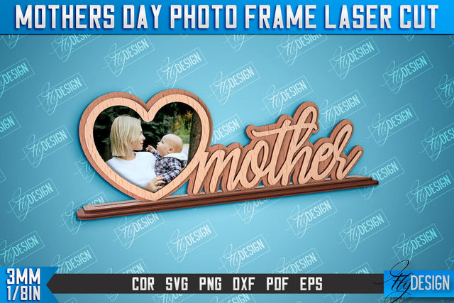 Mother’s Day Photo Frame | I Love Mom | Home Design | CNC File SVG Fly Design 