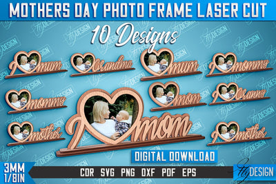 Mother’s Day Photo Frame | I Love Mom | Home Design | CNC File SVG Fly Design 