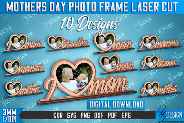 Mother’s Day Photo Frame | I Love Mom | Home Design | CNC File SVG Fly Design 