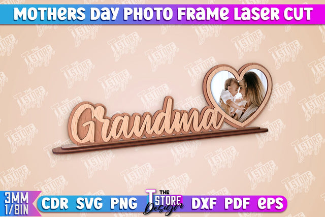 Mother’s Day Photo Frame | I Love Mom | Home Design | CNC File SVG The T Store Design 