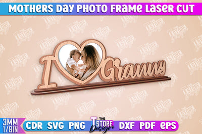 Mother’s Day Photo Frame | I Love Mom | Home Design | CNC File SVG The T Store Design 