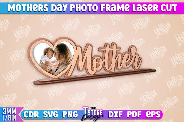 Mother’s Day Photo Frame | I Love Mom | Home Design | CNC File SVG The T Store Design 