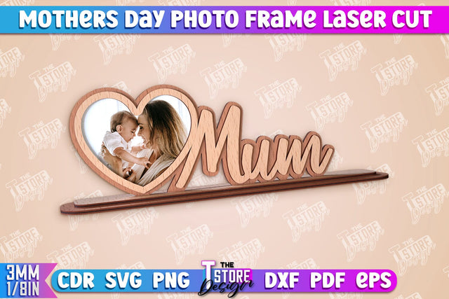 Mother’s Day Photo Frame | I Love Mom | Home Design | CNC File SVG The T Store Design 