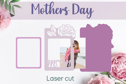 Mother’s Day photo frame laser cut, Layered roses card SVG AnastasiyaArtDesign 