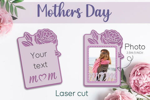 Mother’s Day photo frame laser cut, Layered roses card SVG AnastasiyaArtDesign 