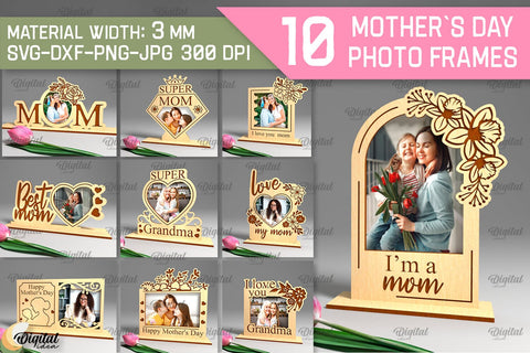 Mother`s Day Photo Frame SVG Bundle. Photo Frame Laser Cut SVG Evgenyia Guschina 