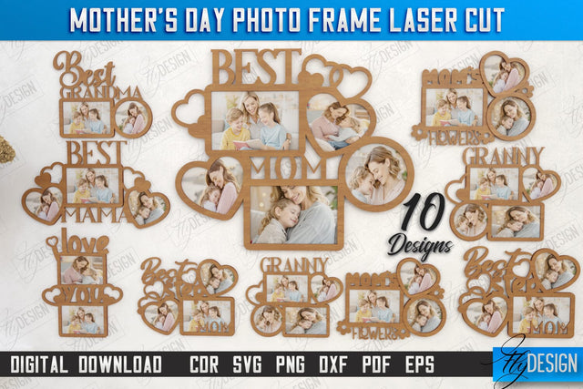 Mother’s Day Photo Frames Bundle | Gift Idea | Wall Décor | Hanging Frames | CNC Files SVG Fly Design 