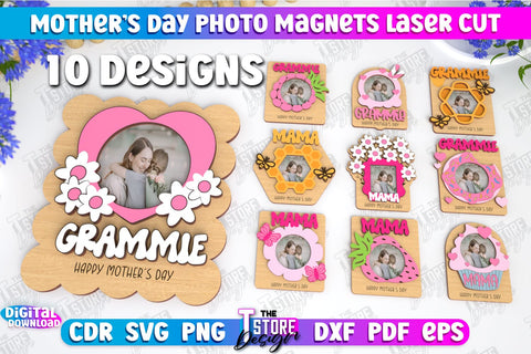 Mother’s Day Photo Magnets Bundle | Personalized Photo Magnets | Gift Idea | CNC Files SVG The T Store Design 