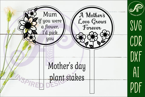 Mother's day plant stake laser engraved SVG circles 1 and 2 SVG APInspireddesigns 