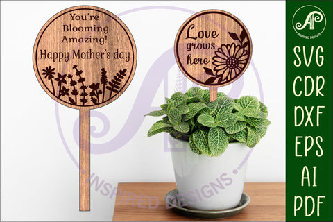 Mother's day plant stake laser engraved SVG circles 3 and 4 SVG APInspireddesigns 