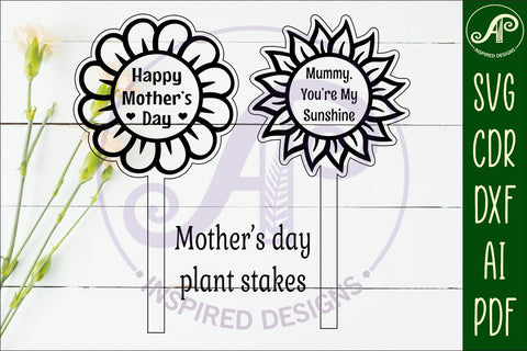 Mother's day plant stake laser engraved SVG flower shapes SVG APInspireddesigns 