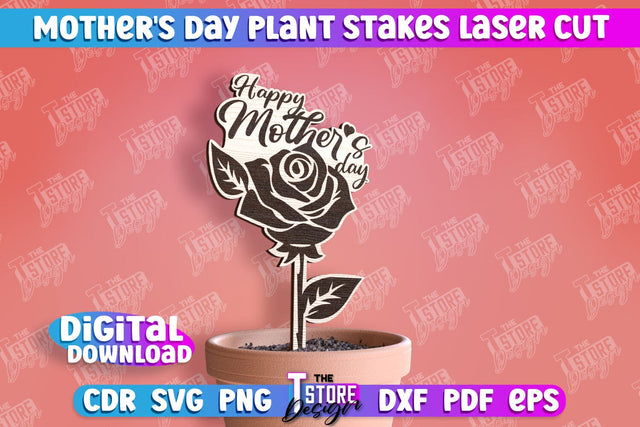 Mother's Day Plant Stakes | Garden Stakes Design | Plant Marker | CNC File SVG The T Store Design 