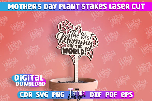 Mother's Day Plant Stakes | Garden Stakes Design | Plant Marker | CNC File SVG The T Store Design 