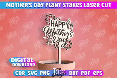 Mother's Day Plant Stakes | Garden Stakes Design | Plant Marker | CNC File SVG The T Store Design 