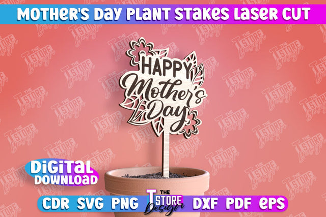 Mother's Day Plant Stakes | Garden Stakes Design | Plant Marker | CNC File SVG The T Store Design 
