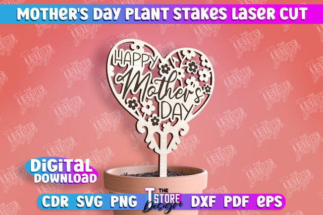 Mother's Day Plant Stakes | Garden Stakes Design | Plant Marker | CNC File SVG The T Store Design 