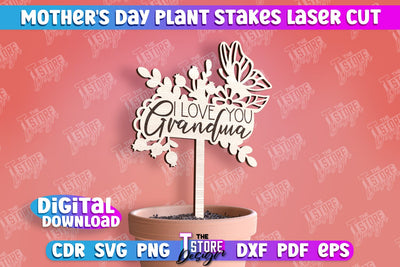 Mother's Day Plant Stakes | Garden Stakes Design | Plant Marker | CNC File SVG The T Store Design 