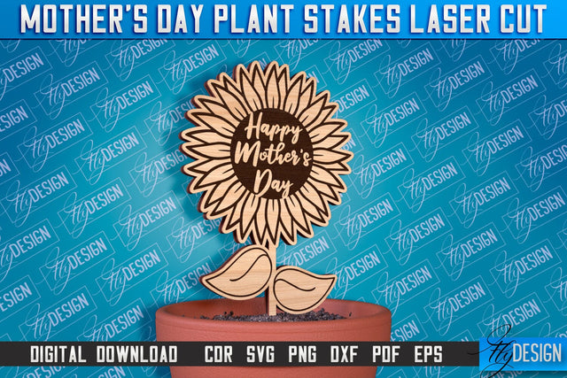 Mother's Day Plant Stakes Laser Cut | Laser Flower Stakes Design | CNC Files SVG Fly Design 